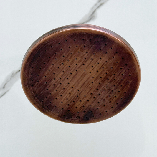 Antique Copper Flat Rain Shower Head with Short Arm, Adjustable Copper Shower Head