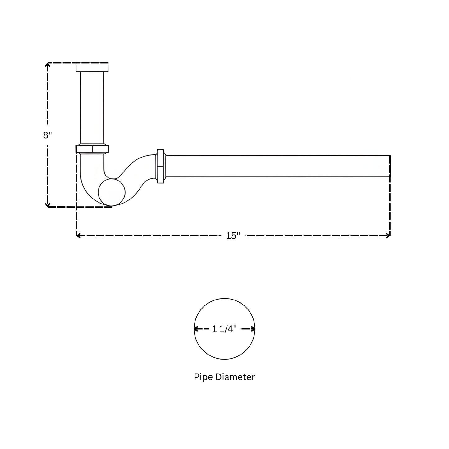 Polished Nickel Drain Pipe with P-Trap