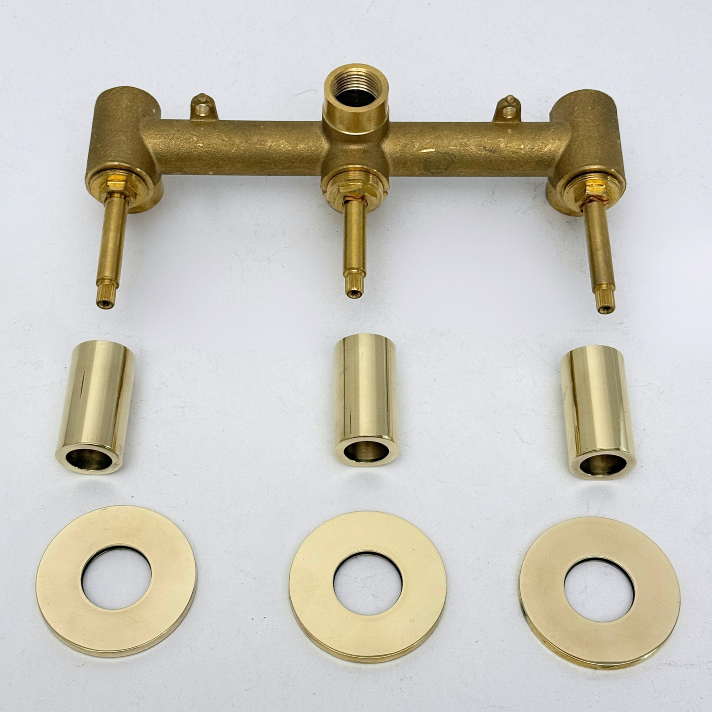 Solid Solid Brass 2 Way Valve, 3 Handles Bathroom Shower Valve
