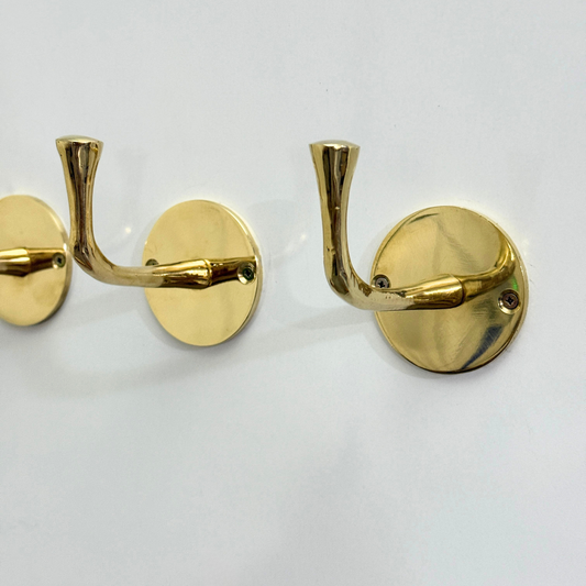 Unlacquered Brass Hooks, Solid Brass Robe Hook, Wall Mount Robe Hooks, Heavy Duty Single Hook