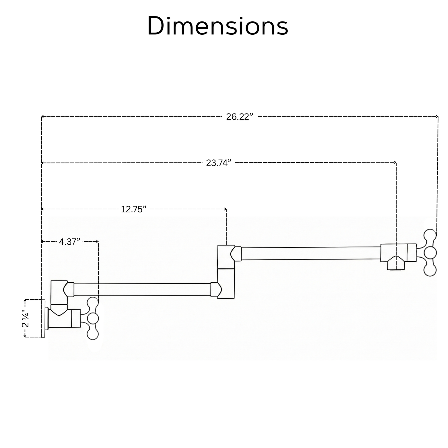 Unlacquered Brass Pot Filler with Cross Handles, Wall Mount Double Joint Swing Arms Brass Pasta Faucet