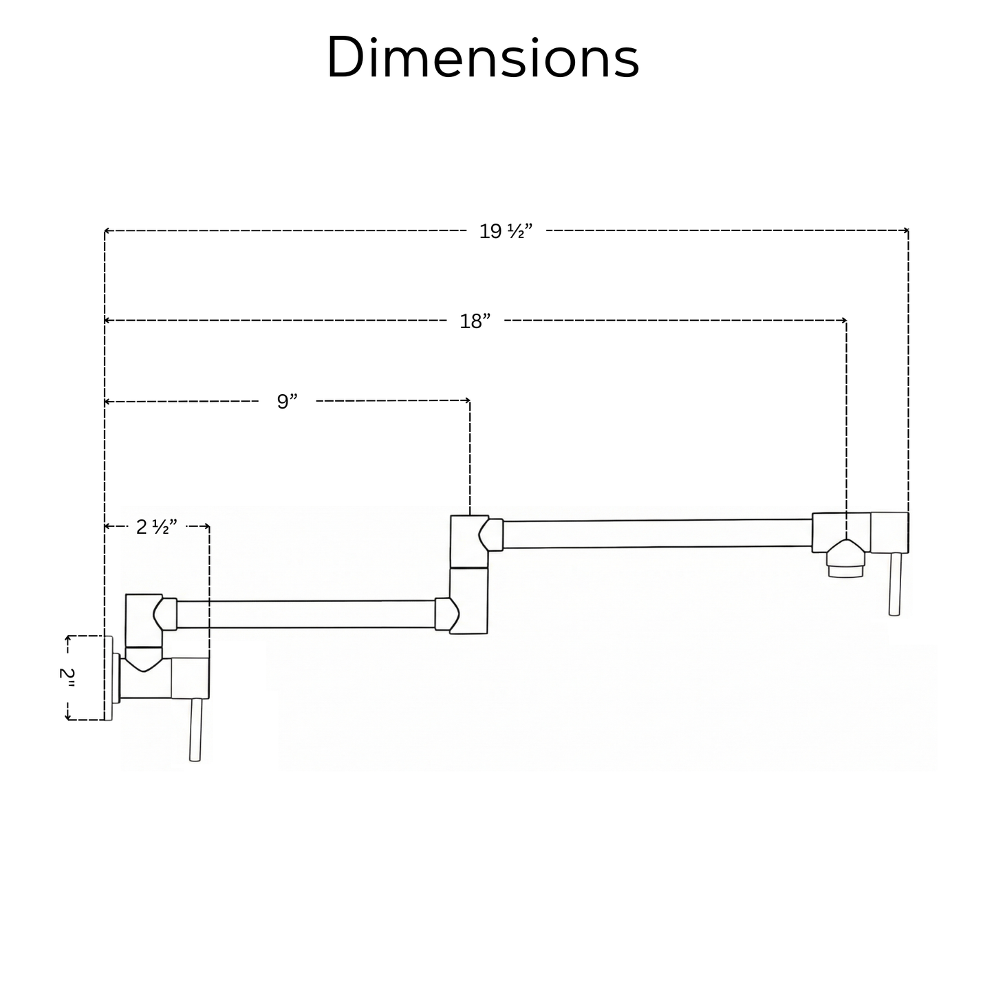 Unlacquered Brass Pot Filler with Lever Handles, Wall Mount Double Joint Swing Arms Solid Brass Pasta Faucet