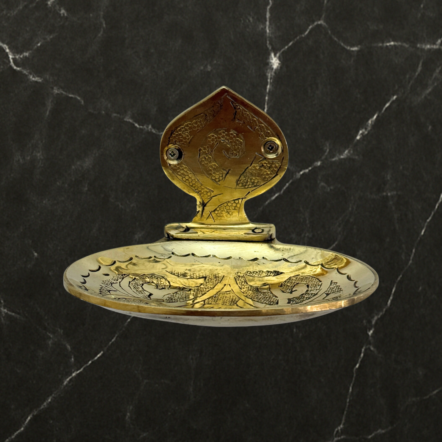 Unlacquered Brass Soap Dish, Wall-Mounted Engraved Brass Soap Tray
