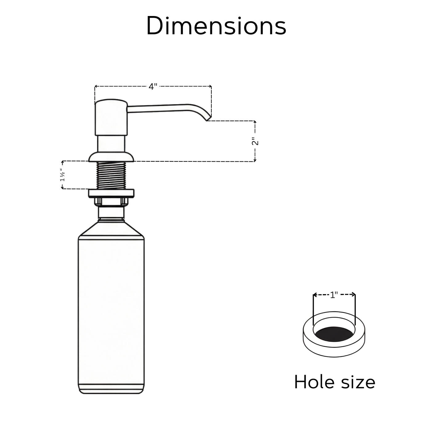 Unlacquered Brass Soap Dispenser, Solid Brass Countertop Pump for Kitchen or Bathroom Sink