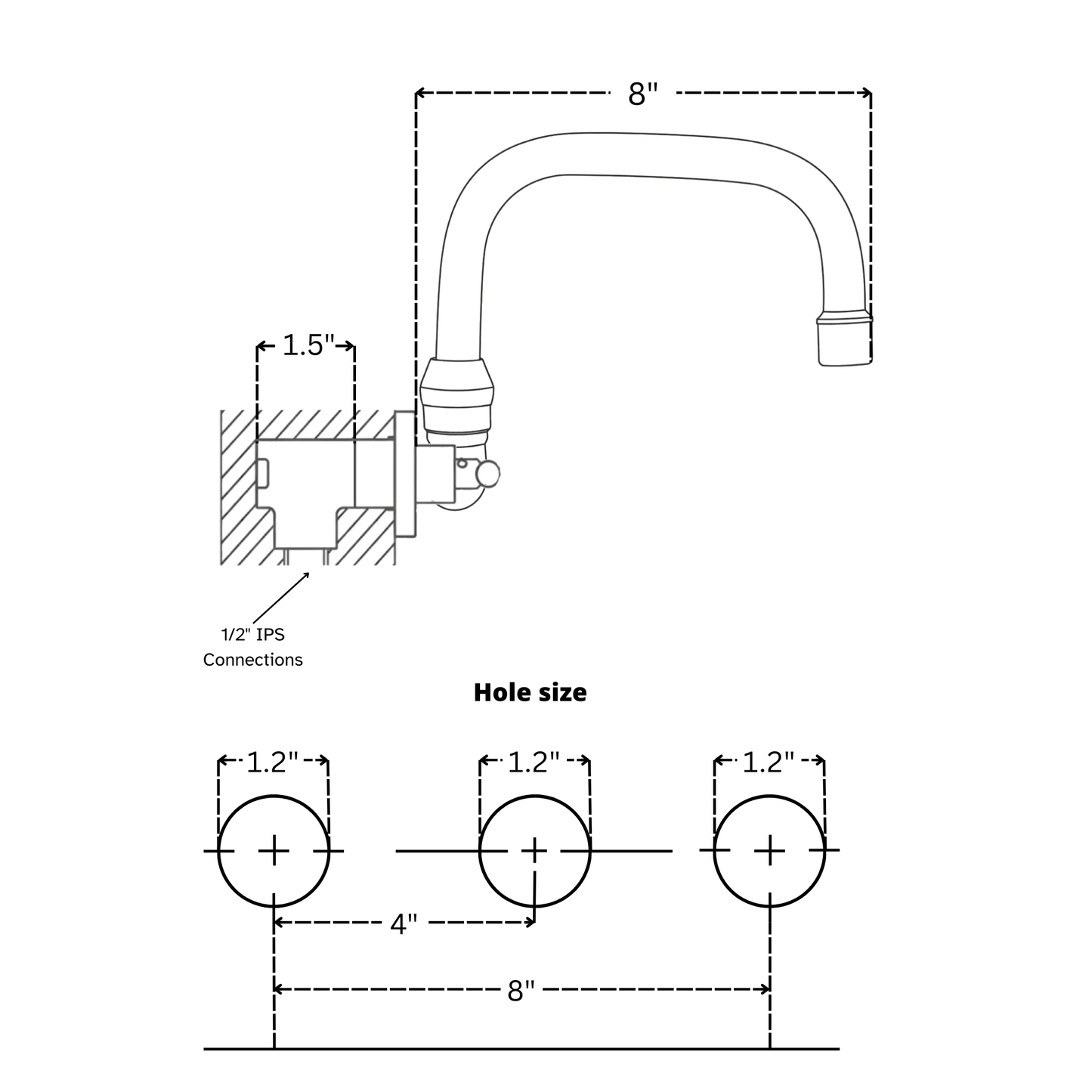 Unlacquered Brass Wall-Mount Bathroom Faucet with Cross handles