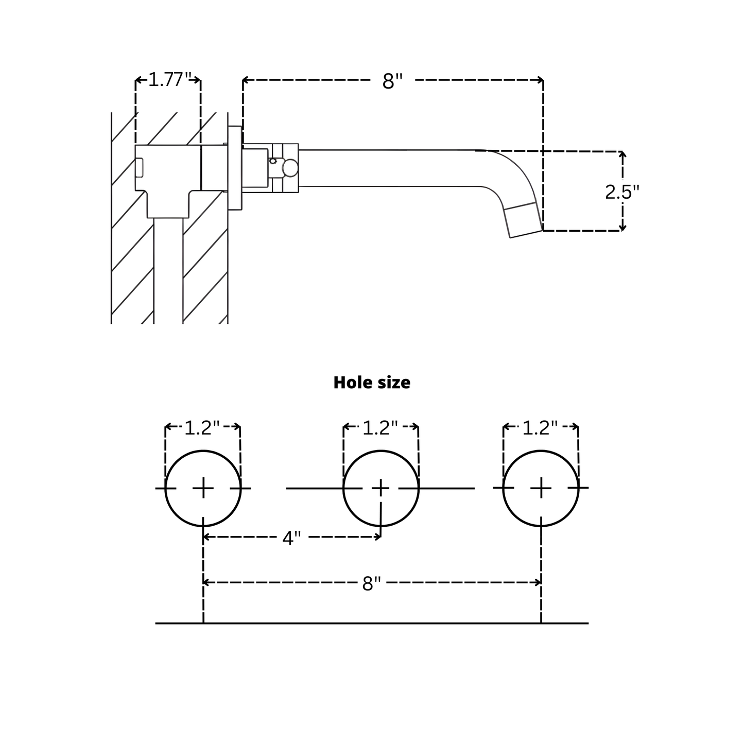 Unlacquered Brass Wall-Mount Faucet with Lever handles