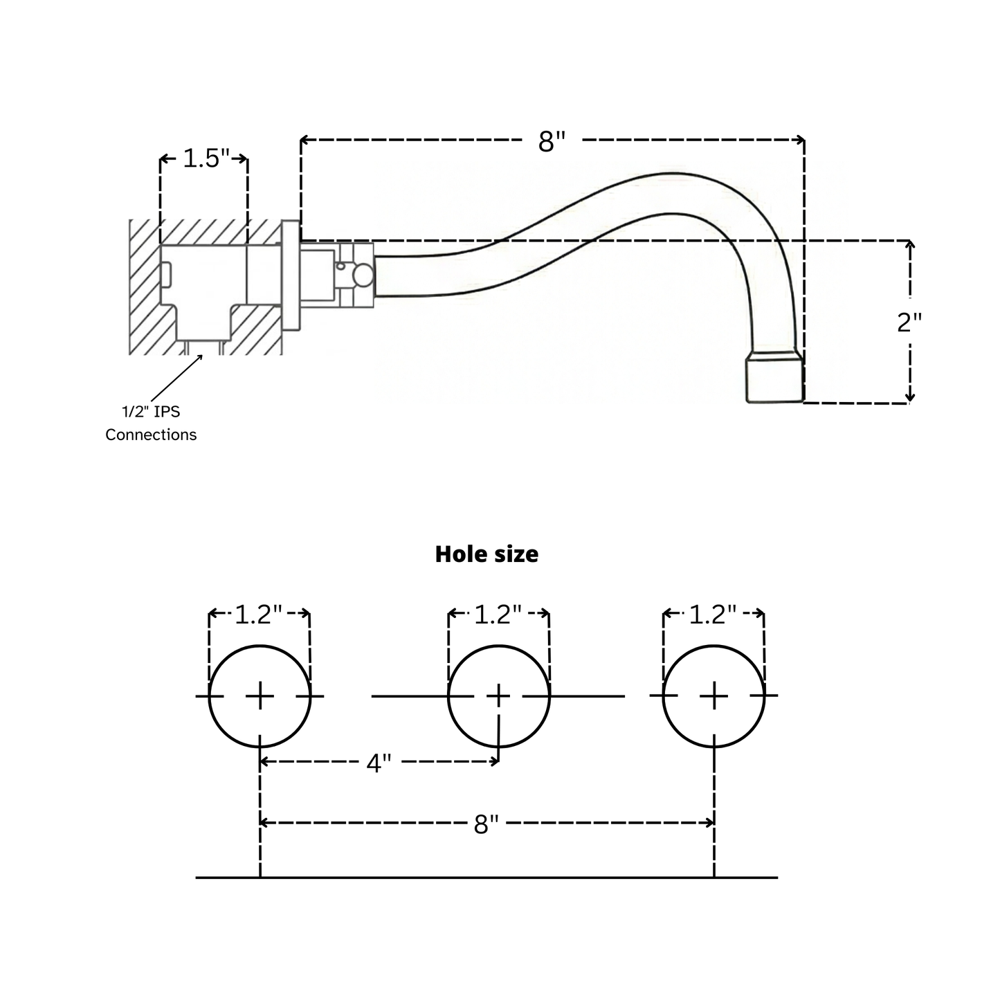 Unlacquered Brass Wall Mount Bathroom Faucet with Cross handles