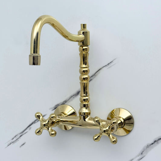 Wall-Mounted Unlacquered Brass Faucet