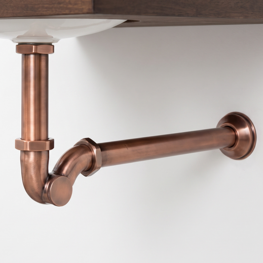 Antique Copper Drain Pipe with P-Trap