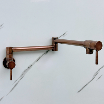 Antique Copper Pot Filler, Solid Copper Wall Mount Kitchen Faucet