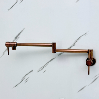 Antique Copper Pot Filler, Solid Copper Wall Mount Kitchen Faucet