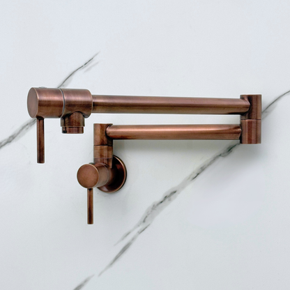 Antique Copper Pot Filler, Solid Copper Wall Mount Kitchen Faucet