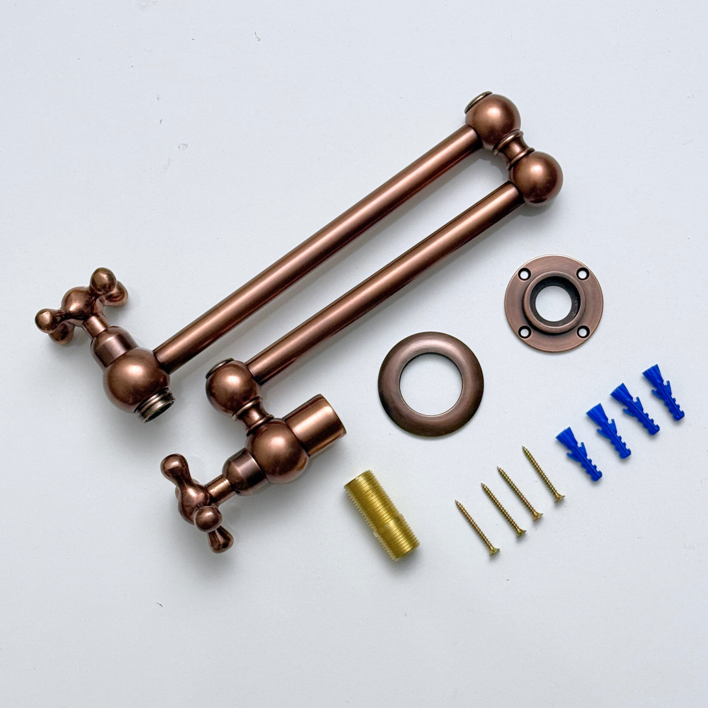 Antique Copper Pot Filler with Cross Handles, Solid Copper Wall Mount Pasta Faucet