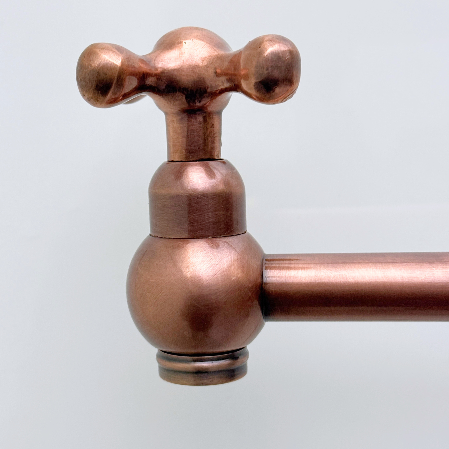 Antique Copper Pot Filler with Cross Handles, Solid Copper Wall Mount Pasta Faucet