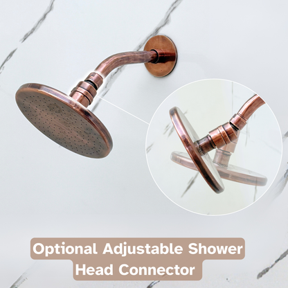 Antique Copper Flat Rain Shower Head with Short Arm, Adjustable Copper Shower Head