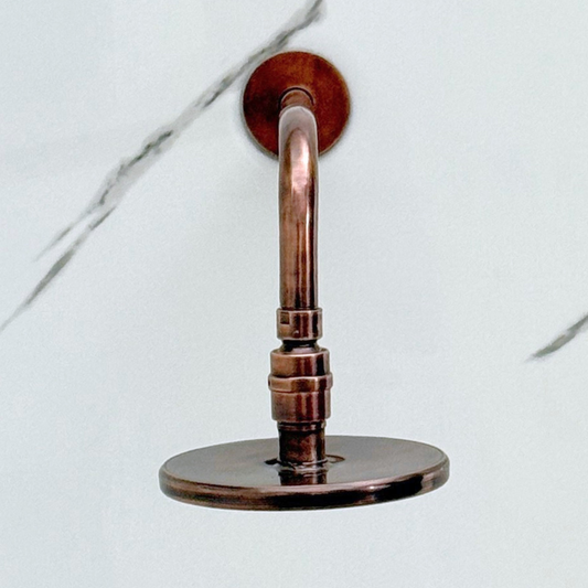 Antique Copper Flat Rain Shower Head with Straight Arm, Adjustable Copper Shower Head