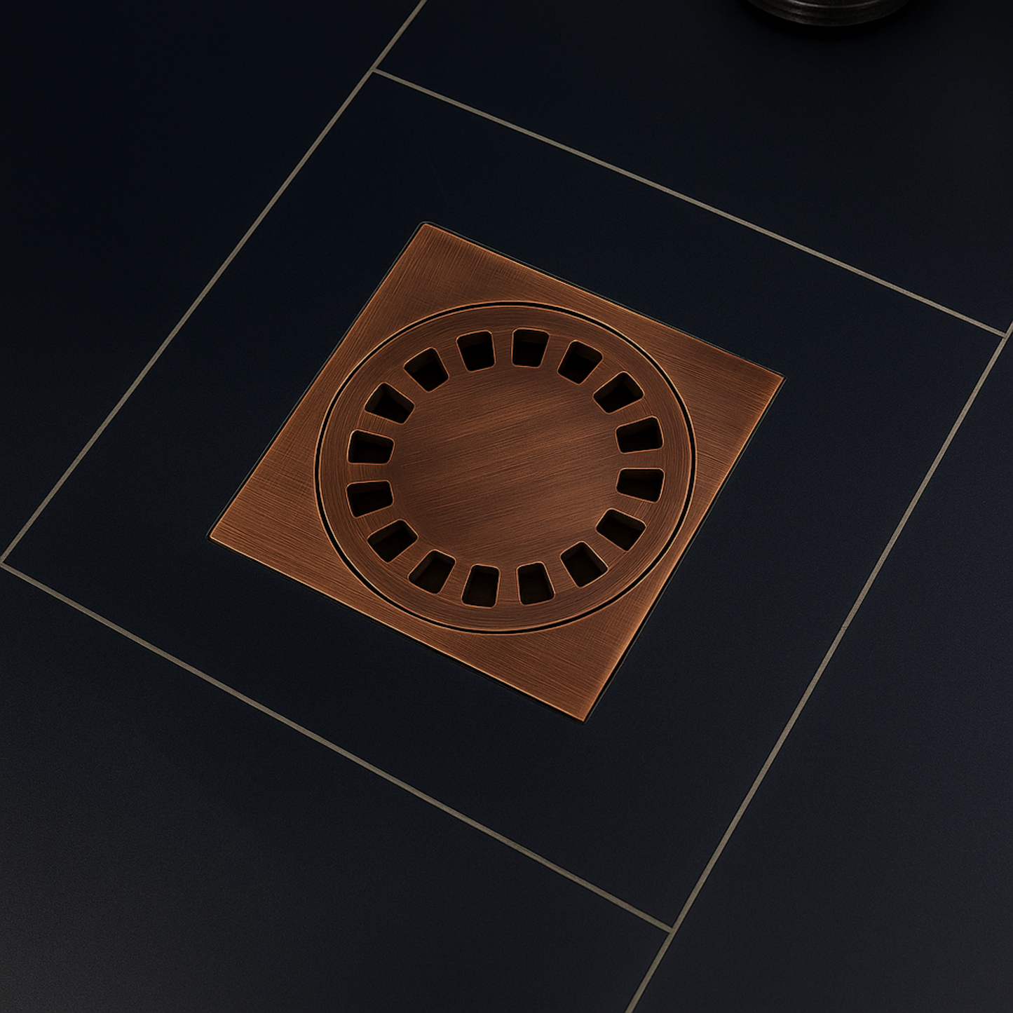 Antique Copper Shower Drain with Removable Cover, Solid Copper Square Shower Drain