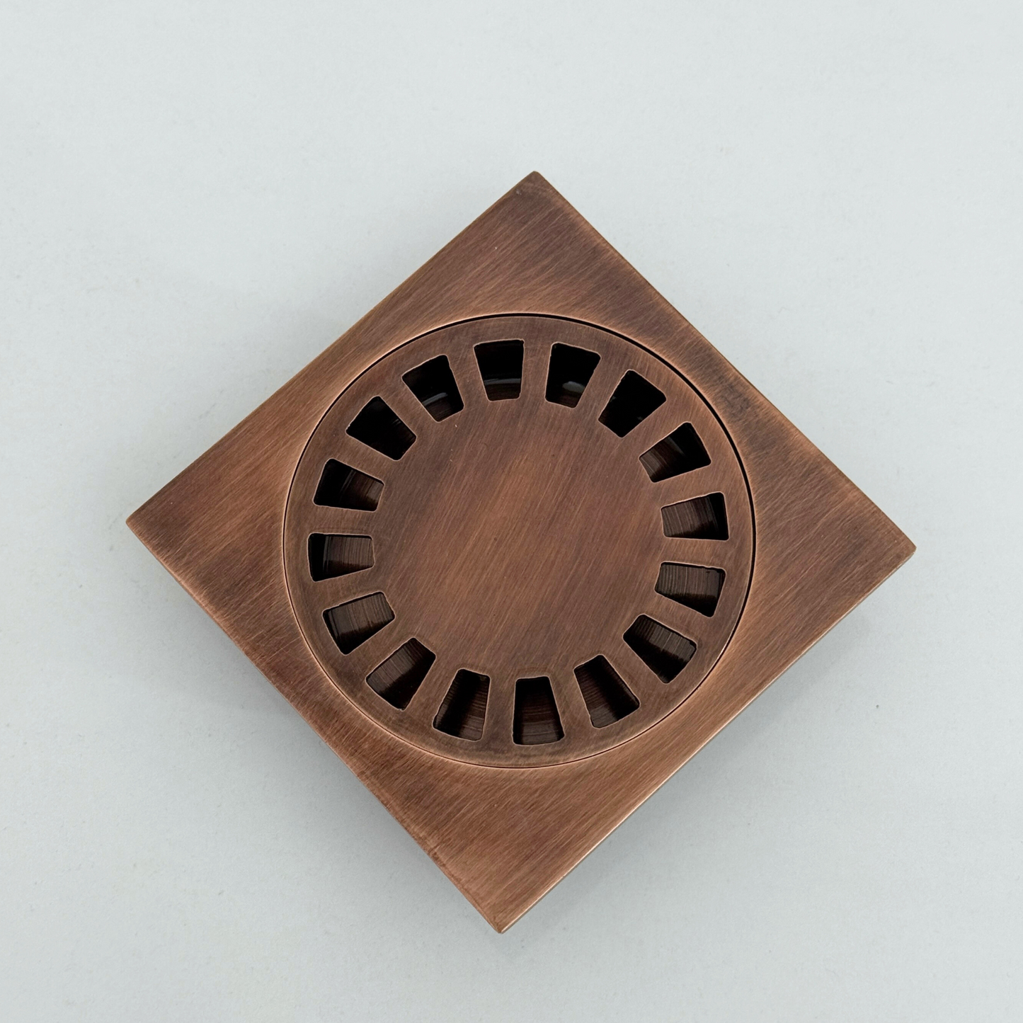 Antique Copper Shower Drain with Removable Cover, Solid Copper Square Shower Drain