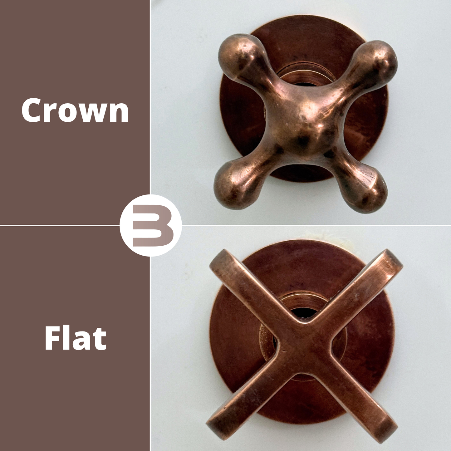 Antique Copper Shower System with Flat Round Rain Adjustable Shower Head, Short Arm and Cross Handles