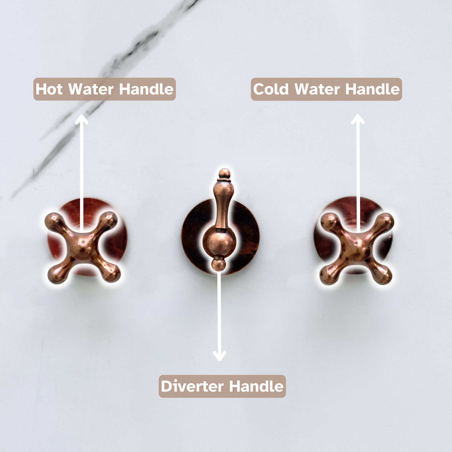 Antique Copper Shower System with Adjustable Flat Square Rain Shower Head, Handheld Shower Head, Tub Filler and Cross Handles