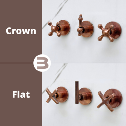 Antique Copper Shower System with Adjustable Flat Square Rain Shower Head, Handheld Shower Head and Cross Handles