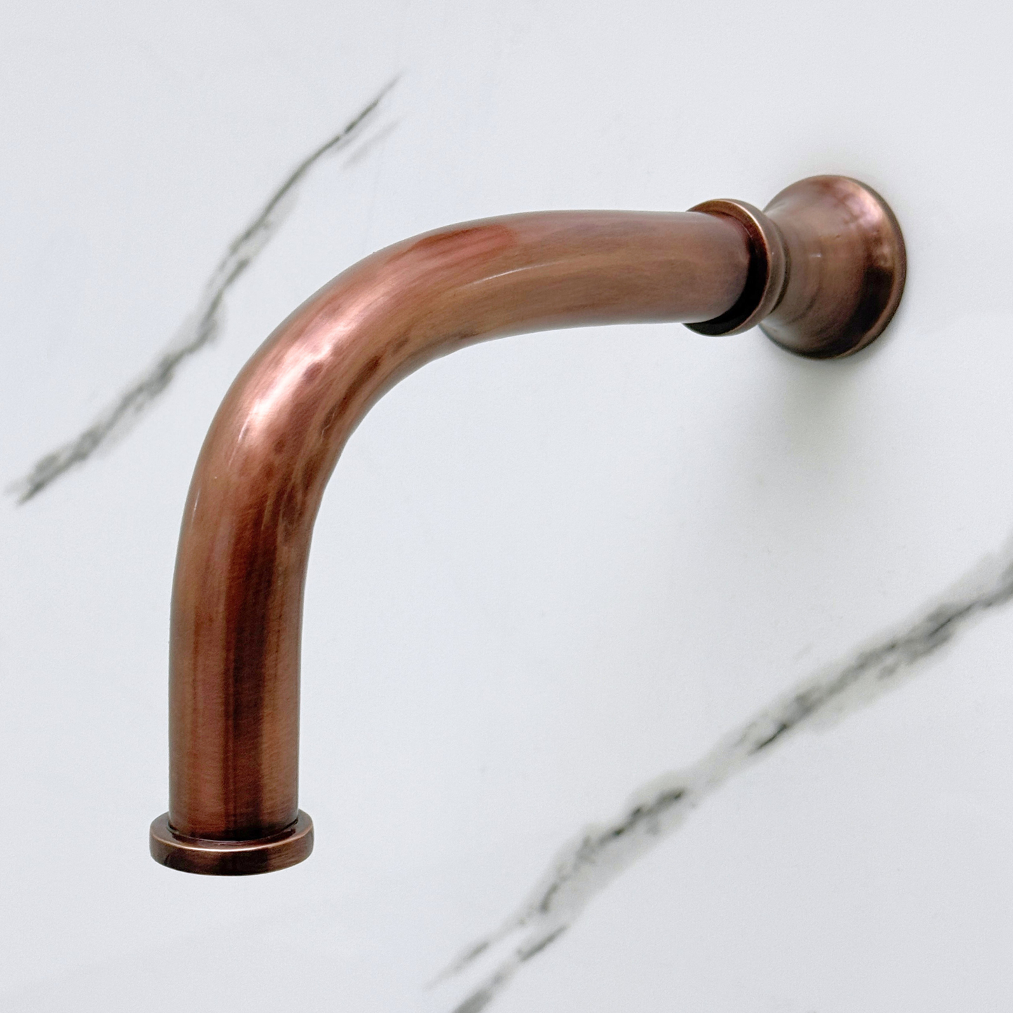 Antique Copper Shower System with Flat Round Rain Adjustable Shower Head, Handheld Shower Head, Central Copper Plaque, Tub Filler and Cross Handles