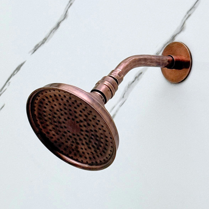 Antique Copper Rain Shower Head with Short Arm, Adjustable Copper Shower Head