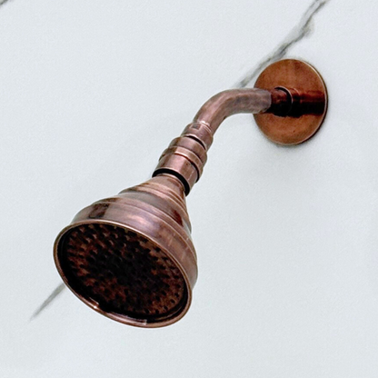 Antique Copper Rain Shower Head with Short Arm, Adjustable Copper Shower Head