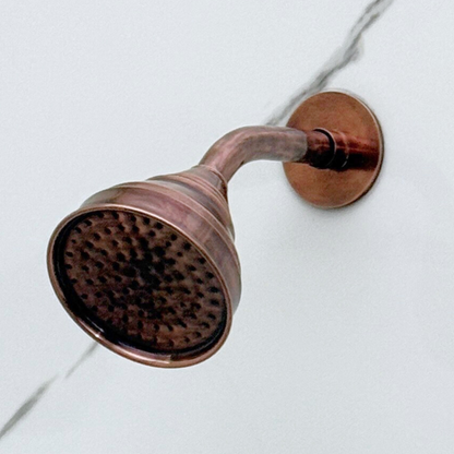 Antique Copper Rain Shower Head with Short Arm, Adjustable Copper Shower Head