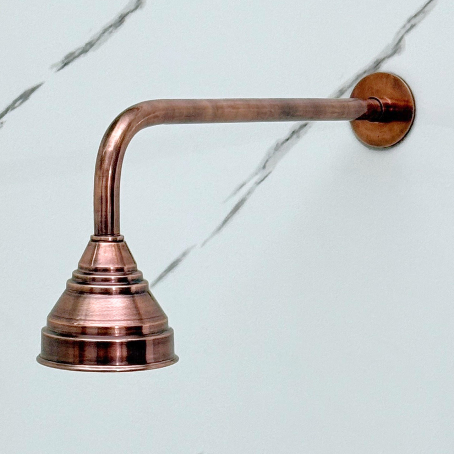 Antique Copper Rain Shower Head with Straight Arm, Adjustable Copper Shower Head