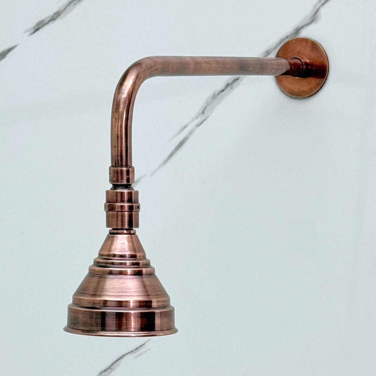 Antique Copper Rain Shower Head with Straight Arm, Adjustable Copper Shower Head