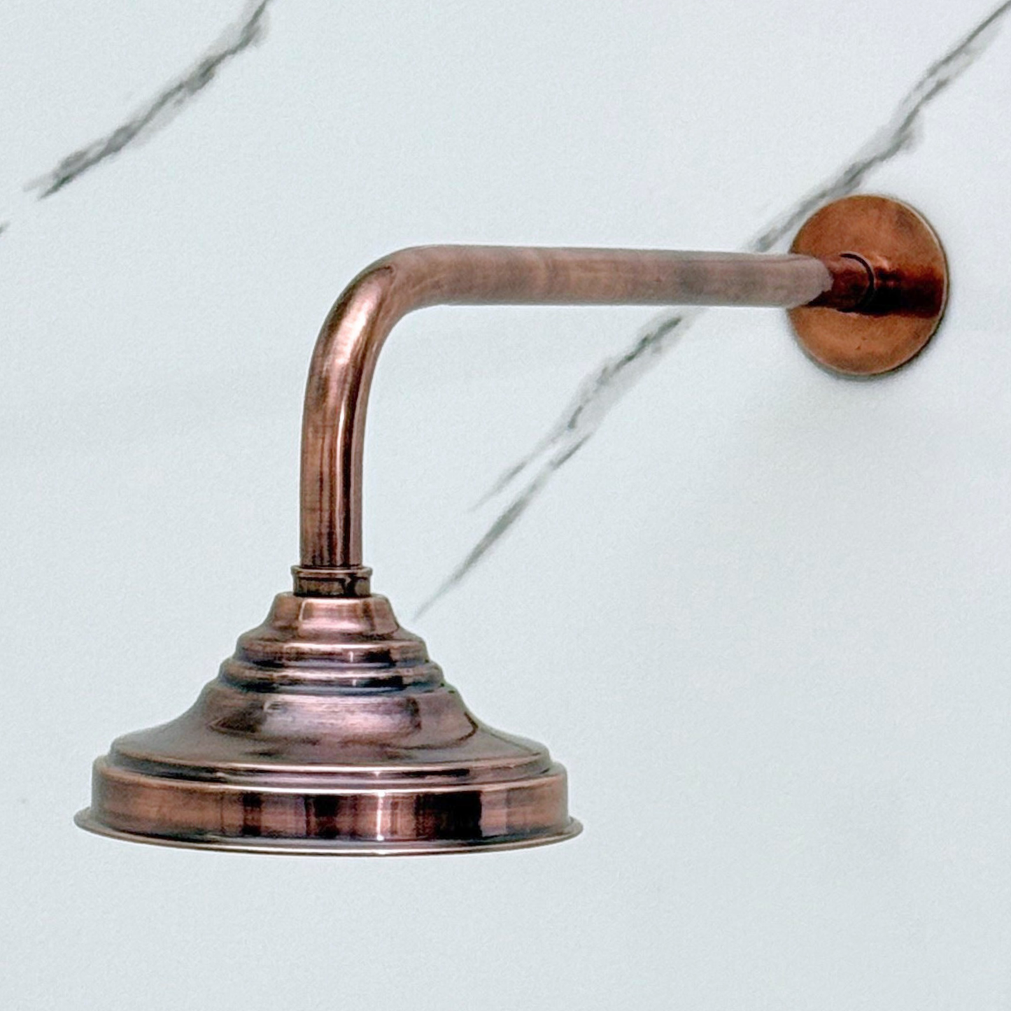 Antique Copper Rain Shower Head with Straight Arm, Adjustable Copper Shower Head