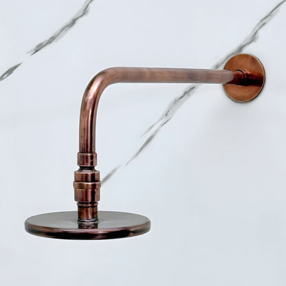 Antique Copper Flat Rain Shower Head with Straight Arm, Adjustable Copper Shower Head