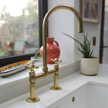Atlas - Unlacquered Brass Bridge Kitchen Faucet