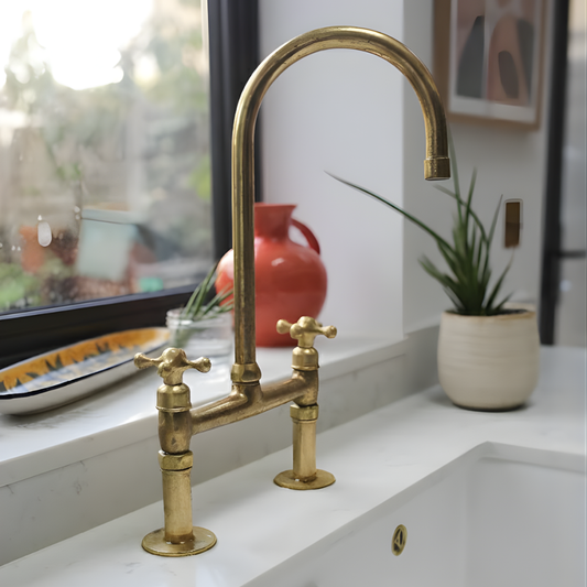 Atlas - Unlacquered Brass Bridge Kitchen Faucet – alternate view 16