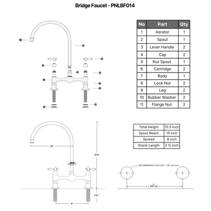 Polished Nickel Bridge Faucet with Lever Handles - Somerset