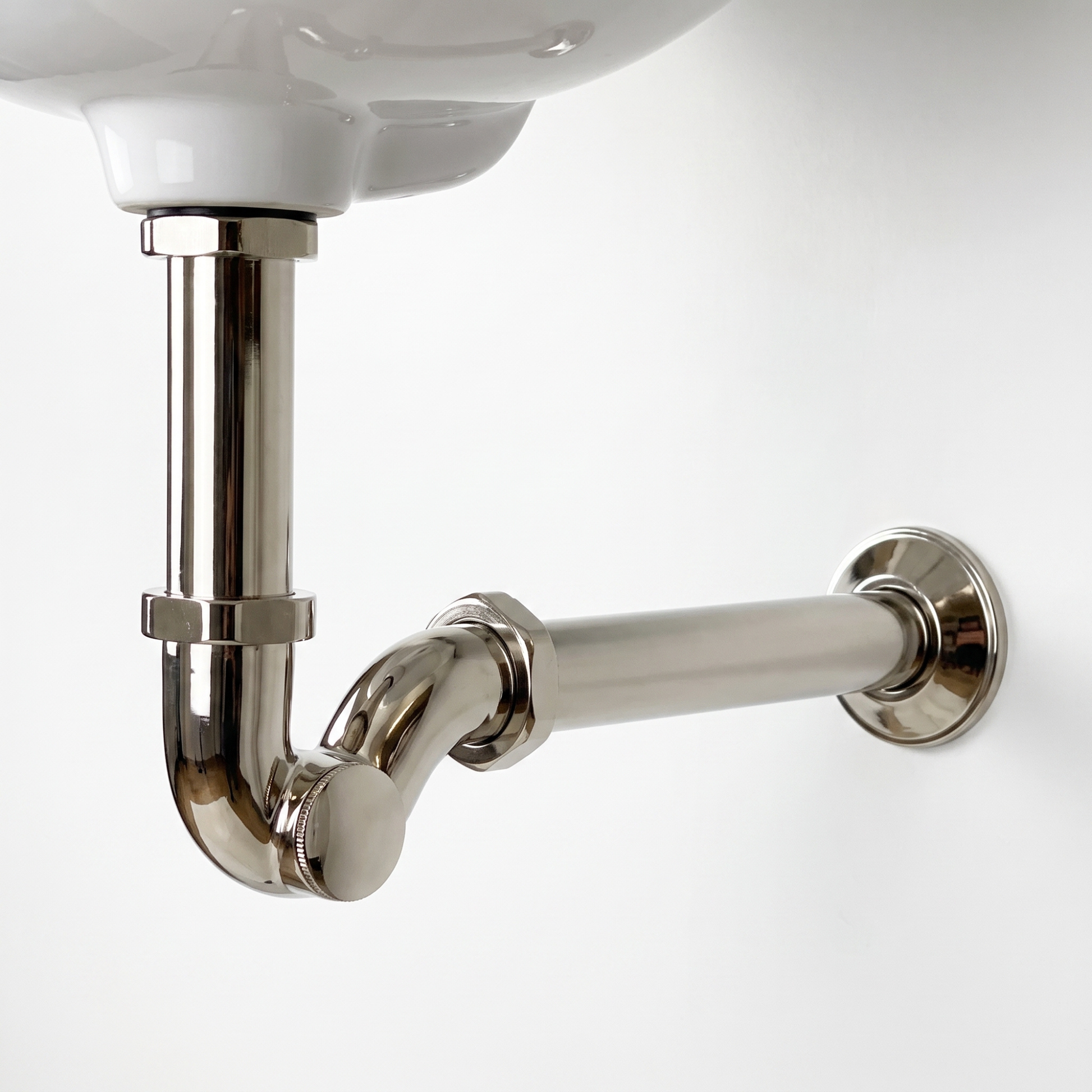 Polished Nickel Drain Pipe with P-Trap