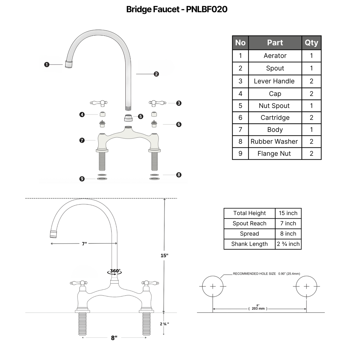 Polished Nickel Bridge Faucet with Lever Handles - Cavendish