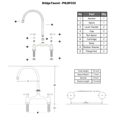 Polished Nickel Bridge Faucet with Lever Handles - Cavendish