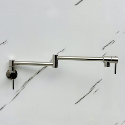 Polished Nickel Pot Filler, Solid Nickel Wall Mount Pasta Faucet