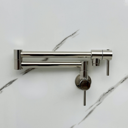 Polished Nickel Pot Filler, Solid Nickel Wall Mount Pasta Faucet