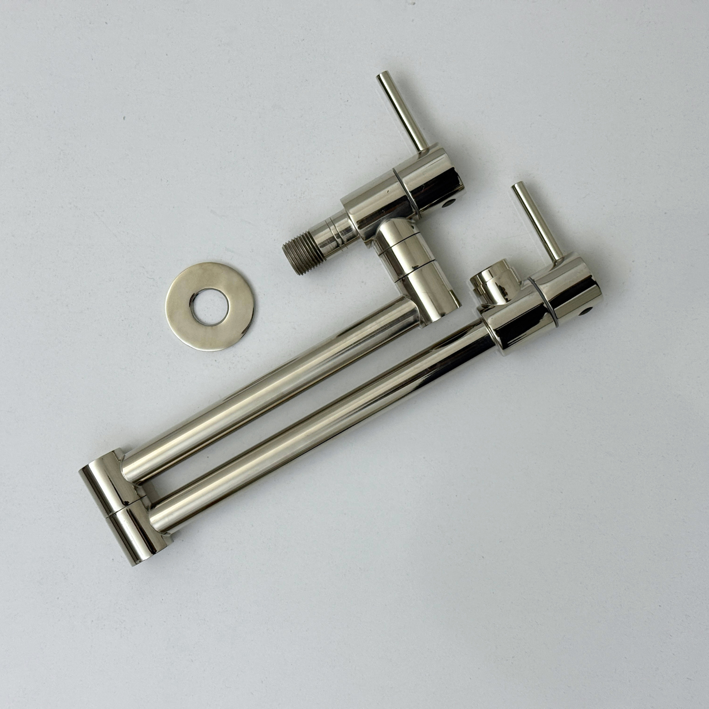 Polished Nickel Pot Filler, Solid Nickel Wall Mount Pasta Faucet