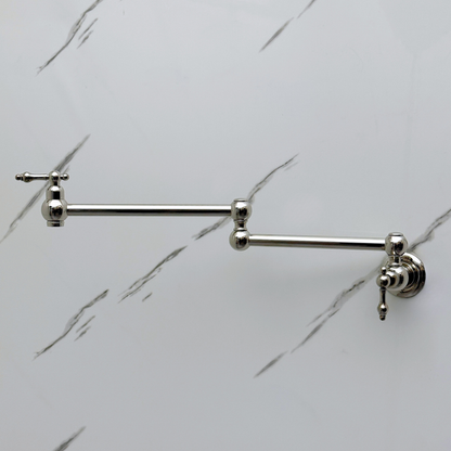 Polished Nickel Pot Filler with Lever Handles, Solid Nickel Wall Mount Pasta Faucet