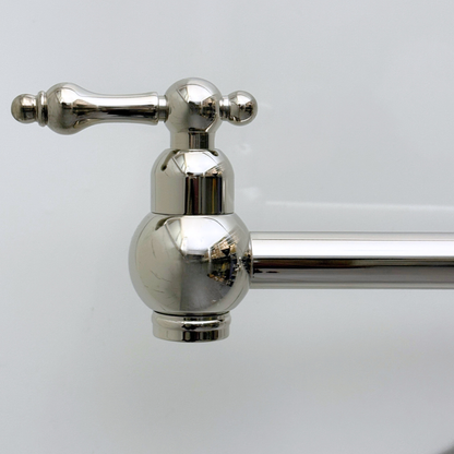 Polished Nickel Pot Filler with Lever Handles, Solid Nickel Wall Mount Pasta Faucet