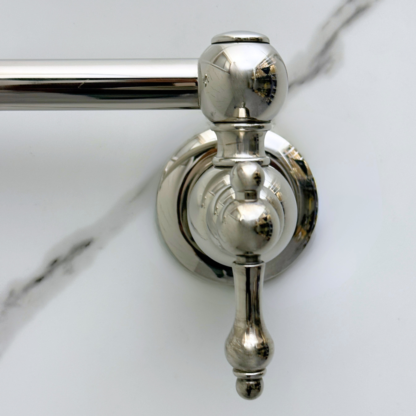 Polished Nickel Pot Filler with Lever Handles, Solid Nickel Wall Mount Pasta Faucet