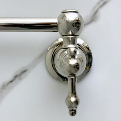 Polished Nickel Pot Filler with Lever Handles, Solid Nickel Wall Mount Pasta Faucet