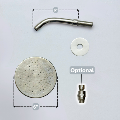 Polished Nickel Flat Rain Shower Head with Short Arm, Adjustable Nickel Shower Head