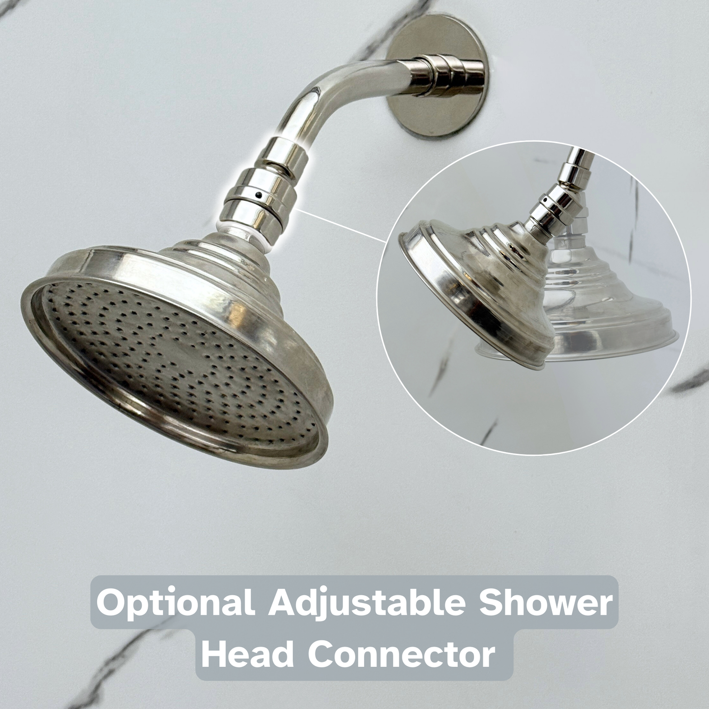 Polished Nickel Rain Shower Head with Short Arm, Adjustable Nickel Shower Head