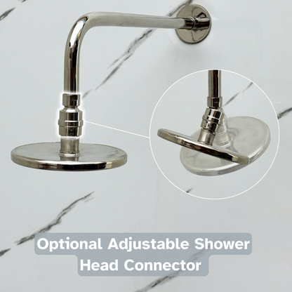 Polished Nickel Flat Rain Shower Head with Straight Arm, Adjustable Nickel Shower Head