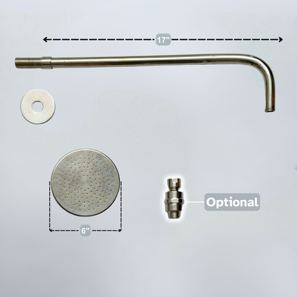 Polished Nickel Flat Rain Shower Head with Straight Arm, Adjustable Nickel Shower Head